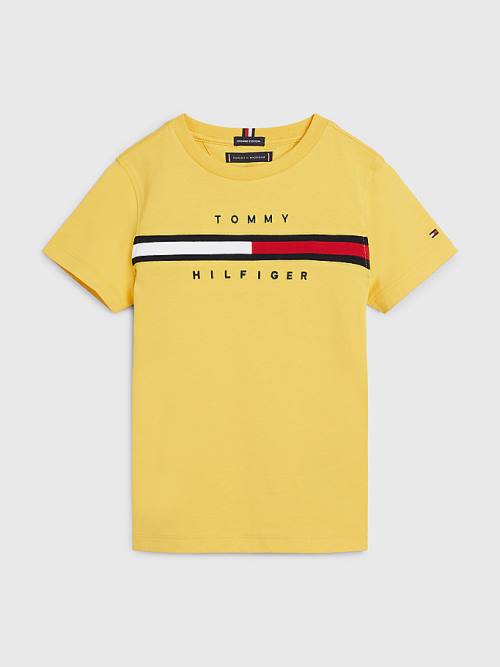 Tommy Hilfiger Flag Rib Insert T-shirts Jongens Geel | TH786EVY