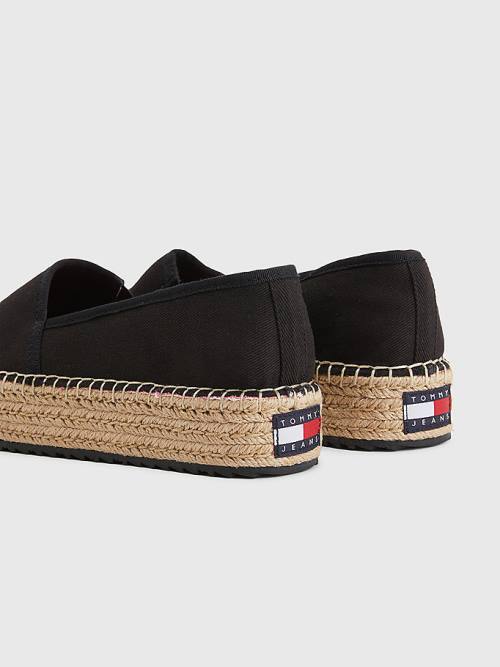 Tommy Hilfiger Flatform Espadrilles Loafers Dames Zwart | TH651XCB