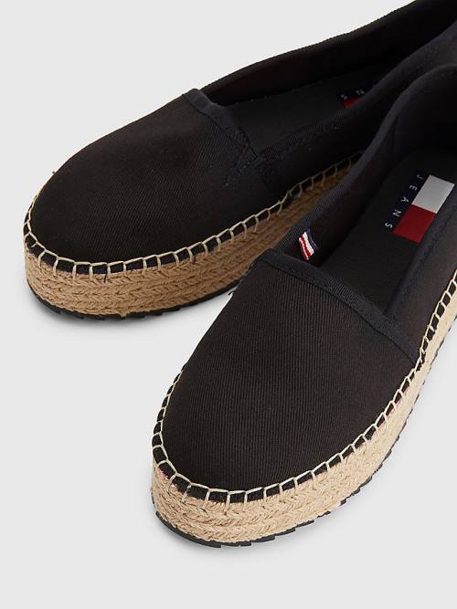 Tommy Hilfiger Flatform Espadrilles Loafers Dames Zwart | TH651XCB