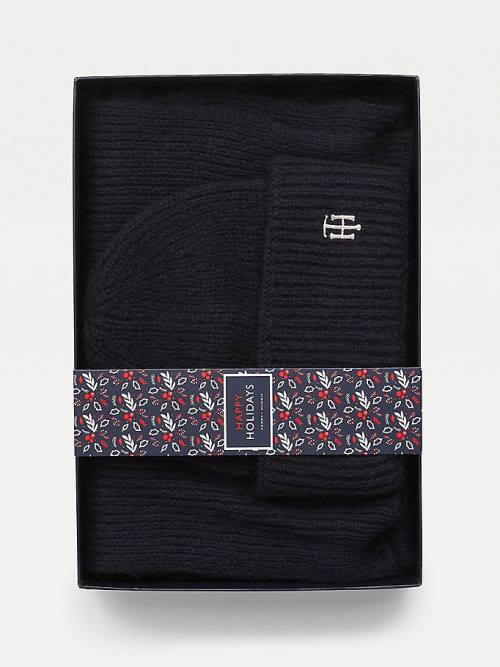 Tommy Hilfiger Flecked Scarf And Beanie Gift Set Hoeden Dames Blauw | TH873RXY