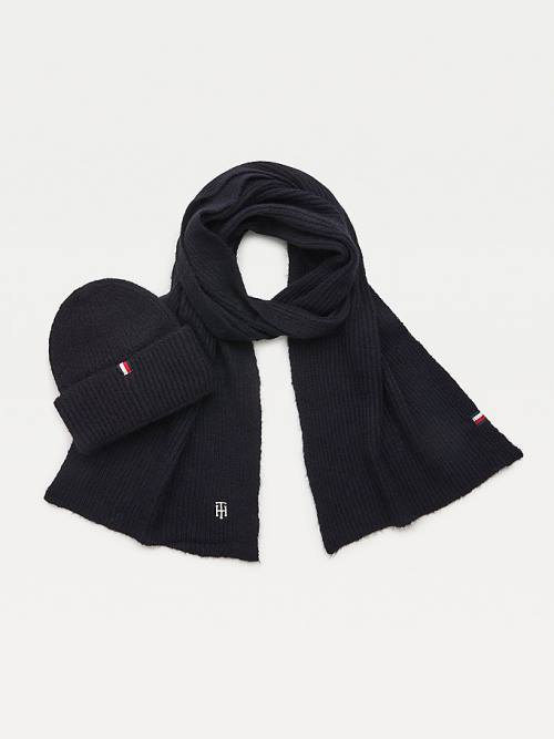 Tommy Hilfiger Flecked Scarf And Beanie Gift Set Hoeden Dames Blauw | TH873RXY