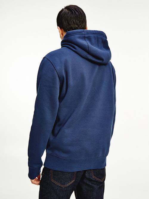 Tommy Hilfiger Fleece Flag Patch Hoodie Heren Blauw | TH015SBO