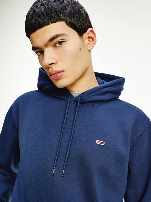 Tommy Hilfiger Fleece Flag Patch Hoodie Heren Blauw | TH015SBO