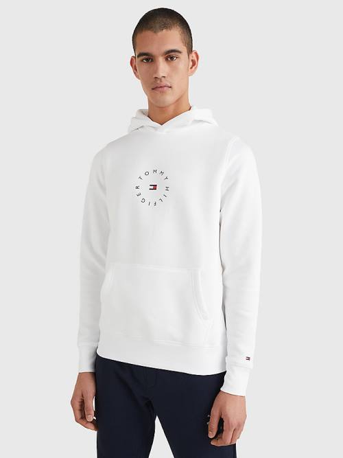 Tommy Hilfiger Flex Fleece Graphic Hoodie Heren Wit | TH023XFE