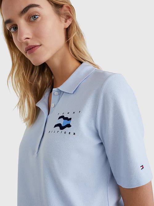 Tommy Hilfiger Flock Flag Poloshirt Dames Blauw | TH398POC