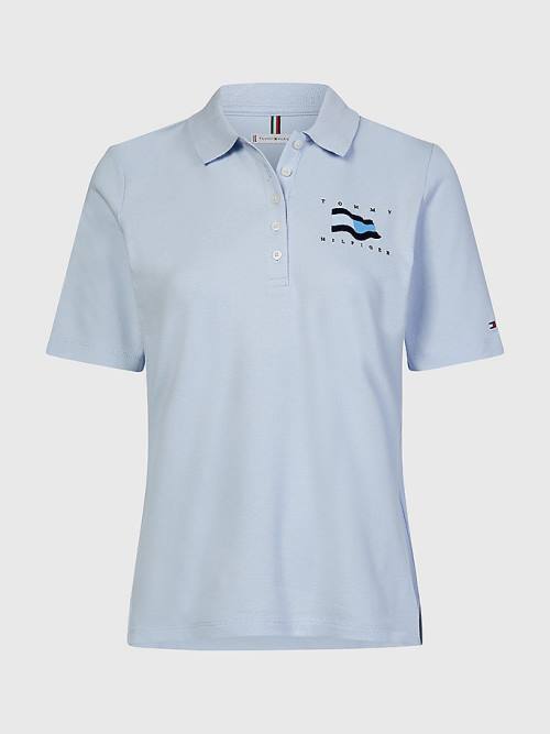 Tommy Hilfiger Flock Flag Poloshirt Dames Blauw | TH398POC