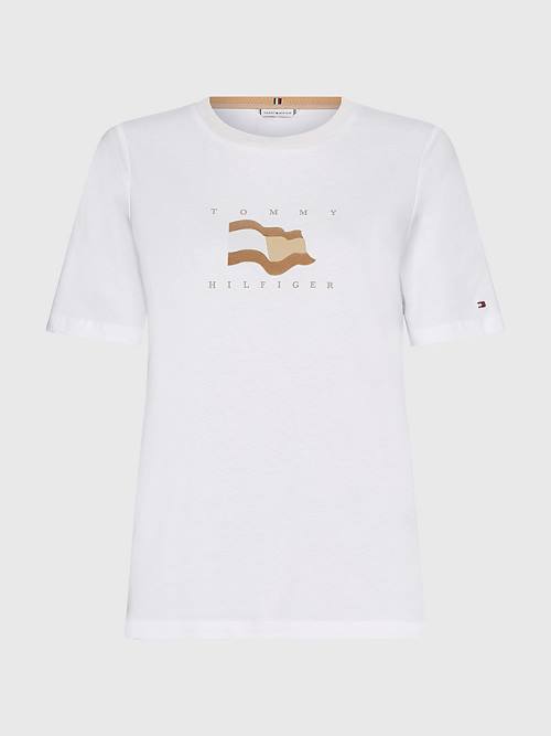 Tommy Hilfiger Flock Flag T-shirts Dames Wit | TH072IPX