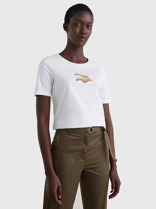 Tommy Hilfiger Flock Flag T-shirts Dames Wit | TH072IPX