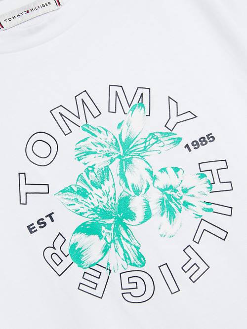 Tommy Hilfiger Floral Graphic Organic Katoenen T-shirts Meisjes Wit | TH630TDL