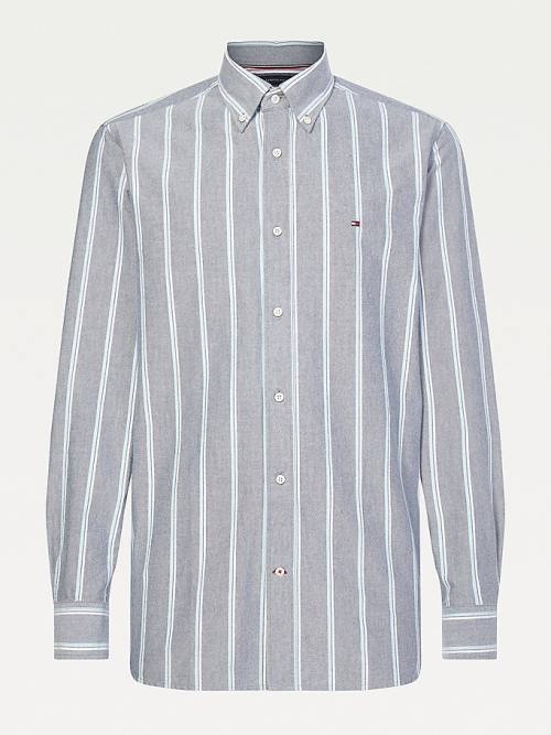 Tommy Hilfiger Frosted Oxford Organic Katoenen Stripe Overhemd Heren Blauw | TH536HER