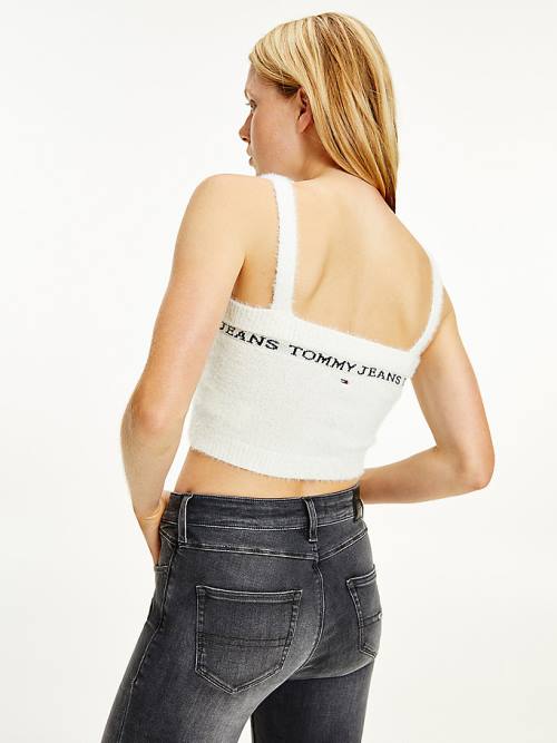 Tommy Hilfiger Furry Cropped Cami Truien Dames Wit | TH108QZH