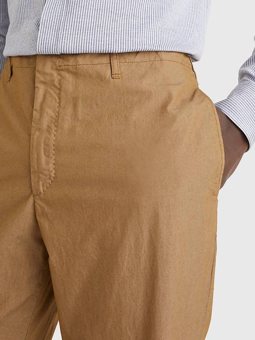 Tommy Hilfiger Garment-Dyed Slim Fit Broek Heren Khaki | TH794ITZ