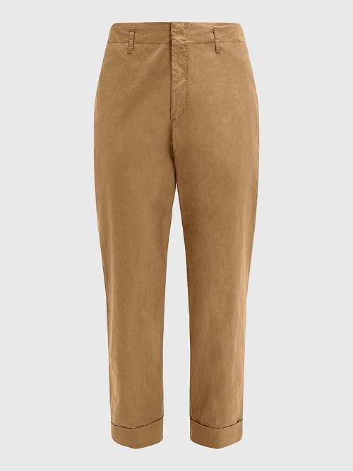 Tommy Hilfiger Garment-Dyed Slim Fit Broek Heren Khaki | TH794ITZ