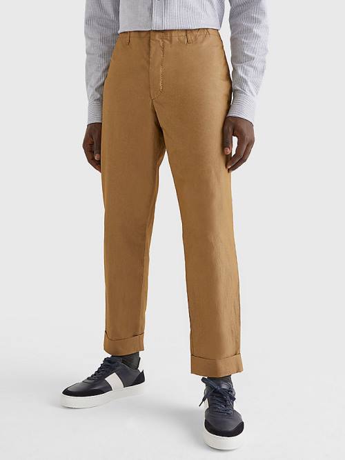 Tommy Hilfiger Garment-Dyed Slim Fit Broek Heren Khaki | TH794ITZ