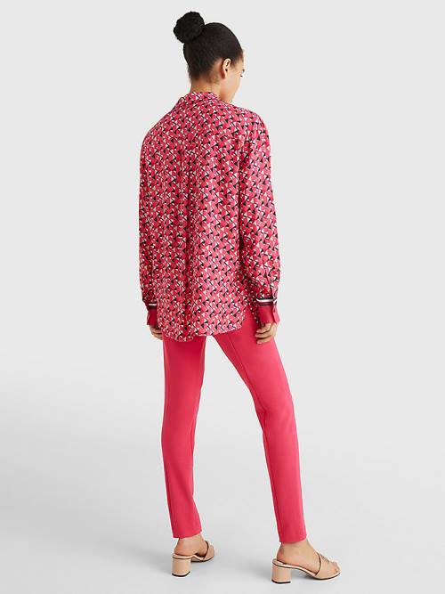 Tommy Hilfiger Geo Print Relaxed Viscose Blouse Dames Roze | TH735VTQ