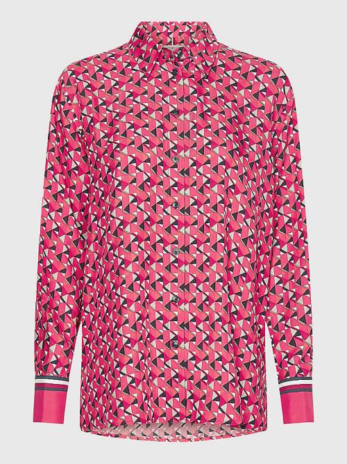 Tommy Hilfiger Geo Print Relaxed Viscose Blouse Dames Roze | TH735VTQ