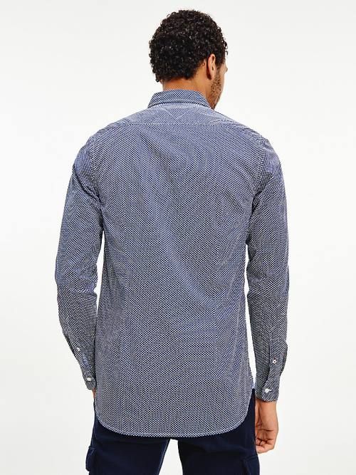 Tommy Hilfiger Geometric Print Slim Fit Overhemd Heren Blauw | TH295SUY