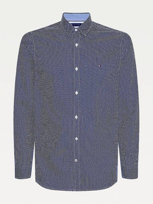 Tommy Hilfiger Geometric Print Slim Fit Overhemd Heren Blauw | TH295SUY