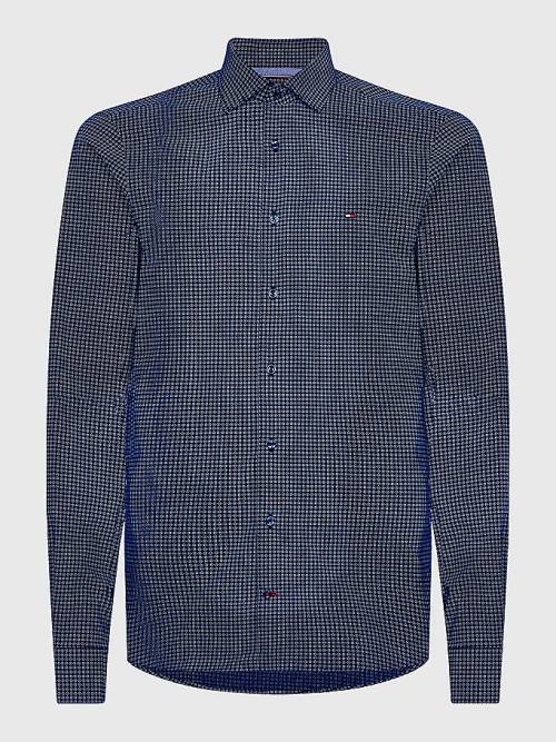 Tommy Hilfiger Geometric Print Slim Fit Overhemd Heren Blauw | TH645OWN