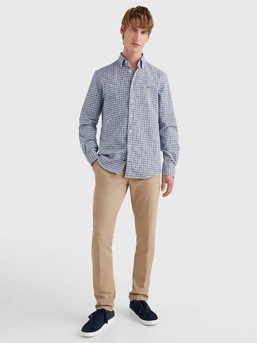 Tommy Hilfiger Gingham Check Organic Oxford Katoenen Overhemd Heren Blauw | TH863RYM