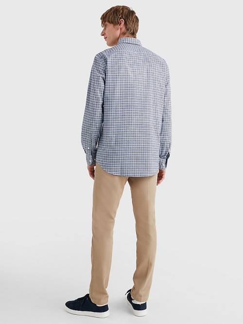 Tommy Hilfiger Gingham Check Organic Oxford Katoenen Overhemd Heren Blauw | TH863RYM