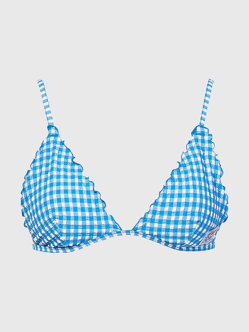 Tommy Hilfiger Gingham Frilled Triangle Padded Bikini Top Zwemkleding Dames Blauw | TH928QOK