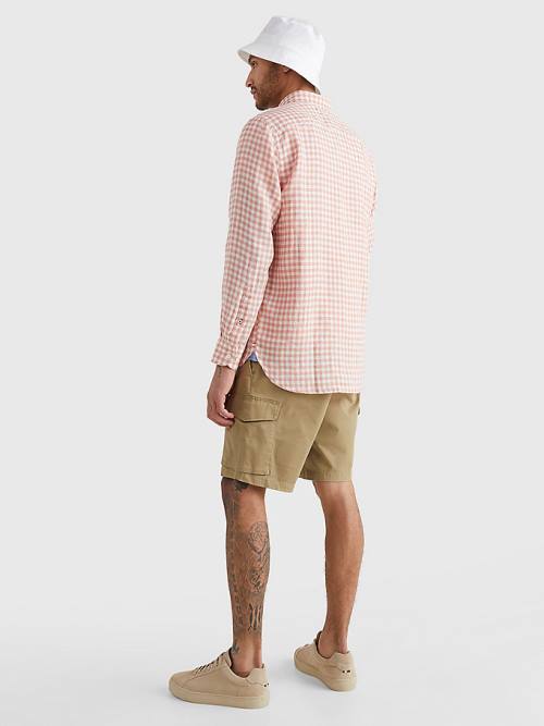 Tommy Hilfiger Gingham Regular Fit Linen Overhemd Heren Roze | TH247FYB