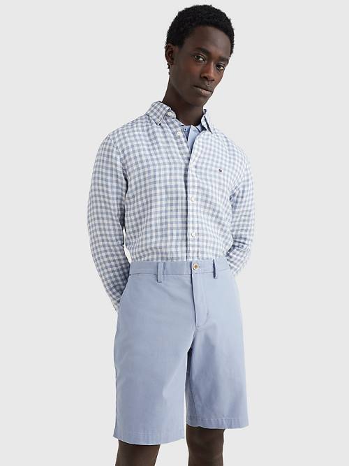 Tommy Hilfiger Gingham Regular Fit Linen Overhemd Heren Blauw | TH642BQM