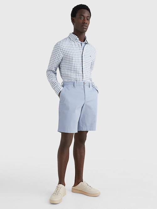 Tommy Hilfiger Gingham Regular Fit Linen Overhemd Heren Blauw | TH642BQM