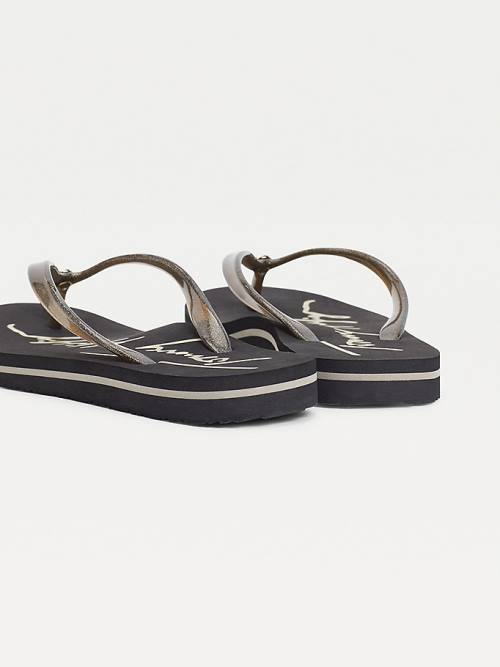 Tommy Hilfiger Glitter Riemen Flip-Flops Sandalen Dames Zwart | TH364UFJ