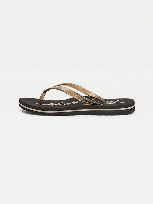 Tommy Hilfiger Glitter Riemen Flip-Flops Sandalen Dames Zwart | TH364UFJ