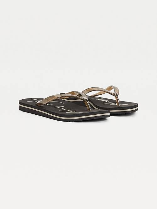 Tommy Hilfiger Glitter Riemen Flip-Flops Sandalen Dames Zwart | TH364UFJ