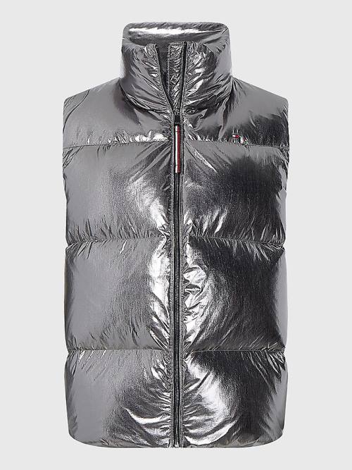 Tommy Hilfiger Gloss Foil Down Puffer Vest Jassen Dames Grijs | TH395OIZ