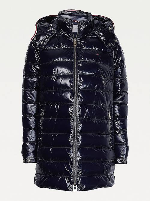 Tommy Hilfiger Glossy High Loft Puffer Coat Jassen Dames Blauw | TH904CHN