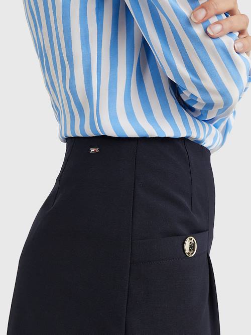 Tommy Hilfiger Gold Button Korte Broek Dames Blauw | TH415LMK