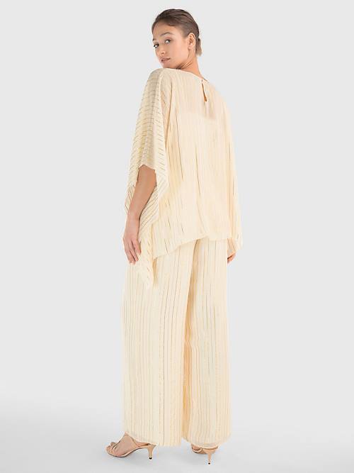 Tommy Hilfiger Gold Stripe Jumpsuit Jurken Dames Wit | TH951IEL