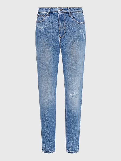 Tommy Hilfiger Gramercy Mom High Rise Tapered Distressed Jeans Dames Denim | TH259FTJ