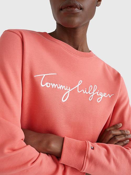 Tommy Hilfiger Graphic Crew Neck Sweatshirts Dames Rood | TH286HPX