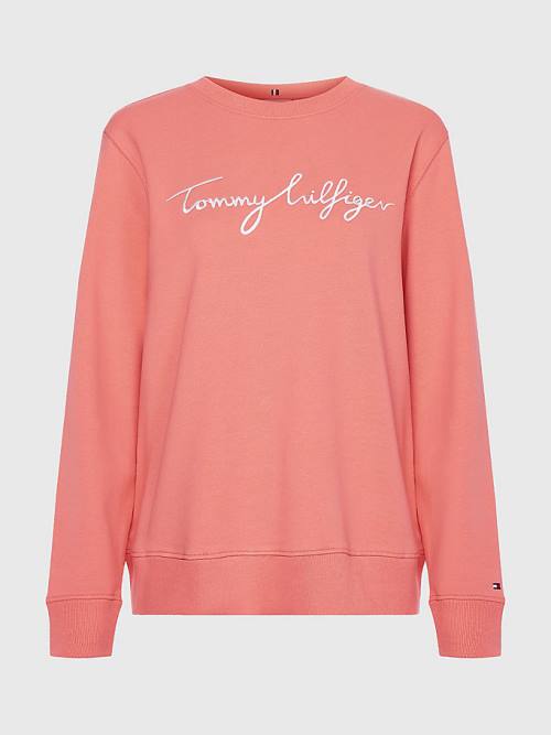 Tommy Hilfiger Graphic Crew Neck Sweatshirts Dames Rood | TH286HPX