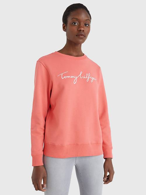 Tommy Hilfiger Graphic Crew Neck Sweatshirts Dames Rood | TH286HPX