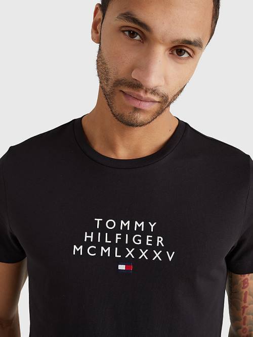 Tommy Hilfiger Graphic Logo T-shirts Heren Zwart | TH147YTR