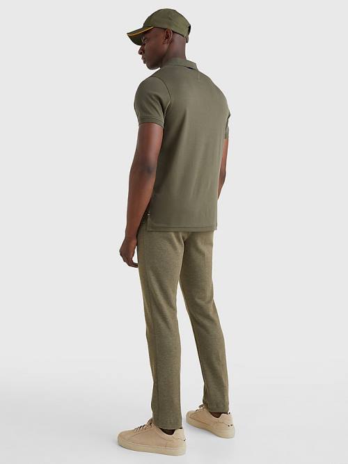 Tommy Hilfiger Half-Zip Interlock Slim Fit Poloshirt Heren Khaki | TH109RHI