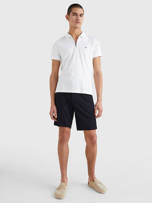 Tommy Hilfiger Half-Zip Interlock Slim Fit Poloshirt Heren Wit | TH419FNB