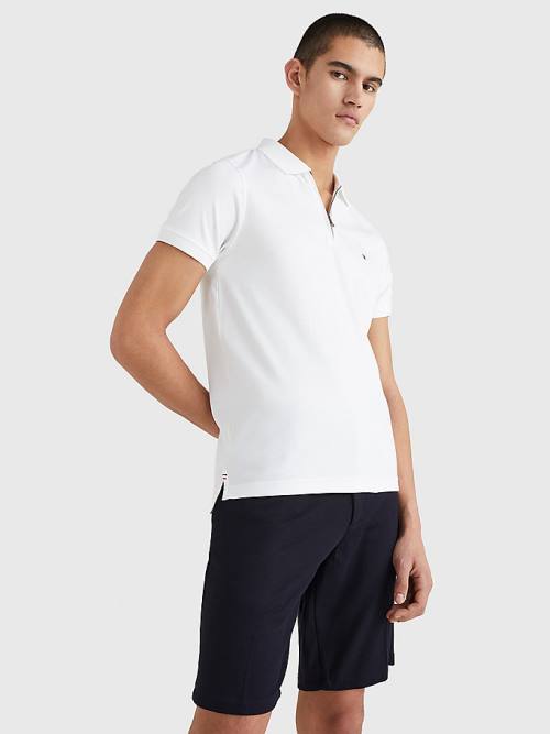 Tommy Hilfiger Half-Zip Interlock Slim Fit Poloshirt Heren Wit | TH419FNB