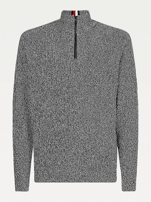 Tommy Hilfiger Half-Zip Mock Turtleneck Jumper Truien Heren Zwart | TH048LRK