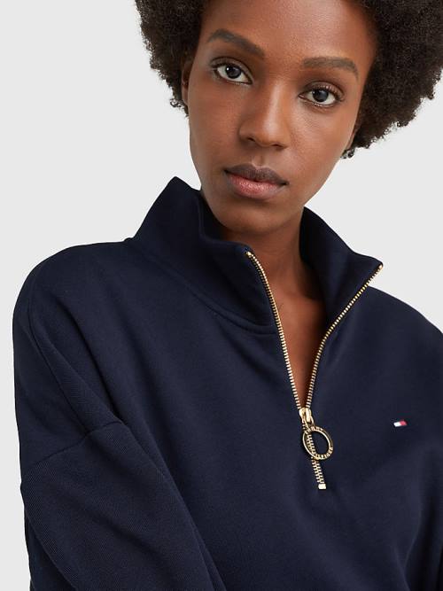 Tommy Hilfiger Half Zip Relaxed Jumper Jurken Dames Blauw | TH630UWS