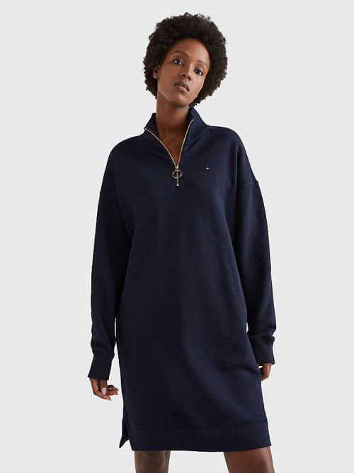 Tommy Hilfiger Half Zip Relaxed Jumper Jurken Dames Blauw | TH630UWS