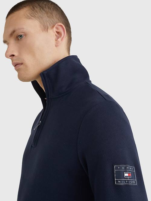 Tommy Hilfiger Half-Zip Sweatshirts Heren Blauw | TH148DWV