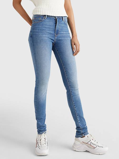 Tommy Hilfiger Harlem High Rise Super Skinny TH Flex Jeans Dames Denim | TH917GAM