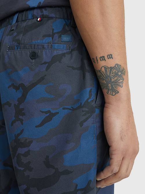 Tommy Hilfiger Harlem Relaxed Camo Print Chino Korte Broek Heren Blauw | TH521EAL